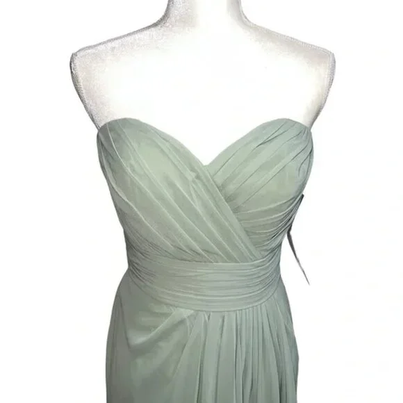 NEW NWT Bill Levkoff Strapless Maxi Gown In Pistachio Sage Green - Picture 3 of 11